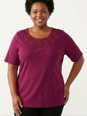 Catherines Crochet Trim Cotton Top